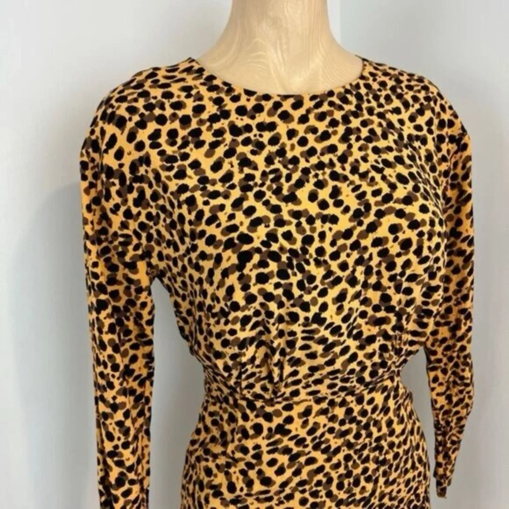 Stockholm Atelier Other Stories Womens 2 Cheetah Yellow Black Bodycon Dress - Picture 6 of 16